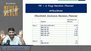 Revise Full FR in 8 Days  FR Revision Planner for 1st amp 2nd Revision  CA Aakash Kandoi [upl. by Ssyla]