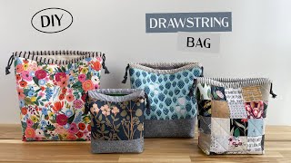 DRAWSTRING BAG  Learn how to sew this beginner friendly contrasting bottom drawstring bag [upl. by Nnayelhsa]