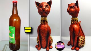 Tan solo con una botella lograras una gran escultura de gato egipcio  Galería de Creatividad [upl. by Oner]