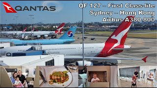 Qantas First Classlite Nov 2023  Sydney to Hong Kong QF 127  Airbus 380800 [upl. by Thorner]