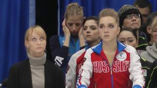 Елена Радионова Евгения Медведева готовятся выйти на разминку Rostelecom Cup 2017 [upl. by Rebmak674]