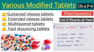 Various Modified Tablets  Sustained release tablet  Multilayered tablets  Pharmaceutics DPharm1st [upl. by Lib]