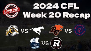 2024 cfl Week 20 Recap Argonauts earn home field in the playoffs Vernon Adams Jr starts again [upl. by Acinorav]