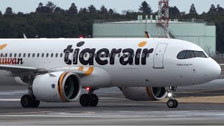 Tigerair Taiwan Airbus A320neo B50023 Landing at Narita 34R [upl. by Enaitsirk]