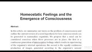 Homeostatic Feelings and the Emergence of Consciousness [upl. by Eceinert321]