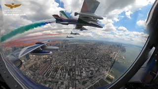 Italian Air Force jets fly over NYC in a colorful display [upl. by Notsehc737]