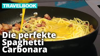 Spaghetti Carbonara  Rezept aus Italien  TRAVELBOOK [upl. by Anigger183]