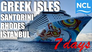 Greek Isles Santorini Rhodes Istanbul cruise  NCL cruise  Getaway  Mediterranean cruise 7 day [upl. by Kcirdec]