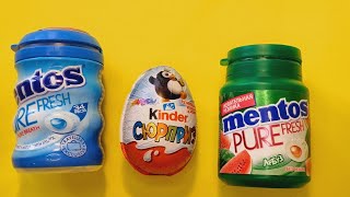 ASMR unboxing surprises inside Kinder and taste of Mentos [upl. by Eidnahs637]