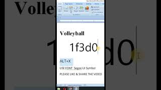 Volleyball Symbol in Word microsoftword shorts viral [upl. by Evelinn156]