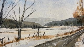 여름에 그리는 겨울 풍경 수채화Winter Landscape Watercolor [upl. by Morlee346]