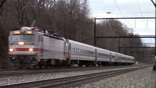 20180124 January 24 2018 SEPTA AEM7 push pull train at Neshaminy Falls on SEPTA West Trenton Line [upl. by Netsirk]