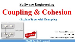 SE 23 Coupling amp Cohesion with Examples  Software Engineering [upl. by Loggins]