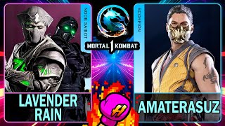 MK1 Lavender Rain NOOB SAIBOT VS Amaterasuz SCORPION🥊Mortal Kombat 1🥊4K 60ᶠᵖˢ [upl. by Ilsel]