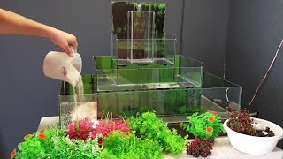 Making an interesting aquarium is so much fun  Waterfall Aquarium with Three Storey Cleaning System [upl. by Mast]