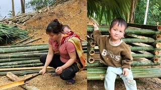 Single mother how to make a bamboo house kitchen completed [upl. by Rives]