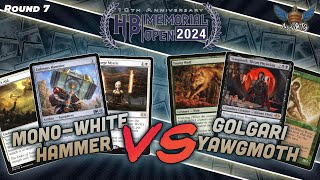 MTG Modern  MonoWhite Hammer vs Golgari Yawgmoth  Hunter Burton Memorial Open  Round 7 [upl. by Sueaddaht]