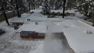 South Lake Tahoe Towing and snow removal from roof Drone Ariel footage [upl. by February]