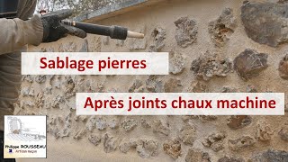 Sablage de pierres après joints chaux à la machine [upl. by Perrine]