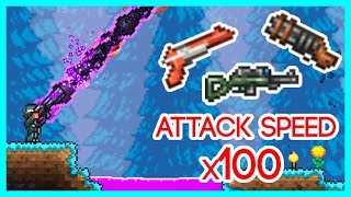 Slowest Weapons in Terraria but their attack speed is 100x higher [upl. by Nemraciram]