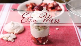 Eton Mess  crumbled meringue strawberries and whipped cream [upl. by Anailuj155]