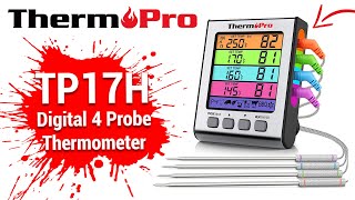 ThermoPro TP17H Digital Meat amp BBQ Thermometer with 4 Temperature Probes Setup Video [upl. by Eggett601]