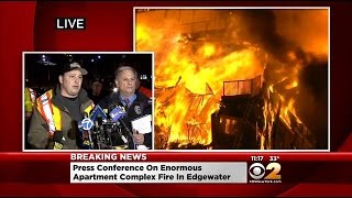 Officials Discuss Enormous Fire In Edgewater Apartment Complex [upl. by Alysia]