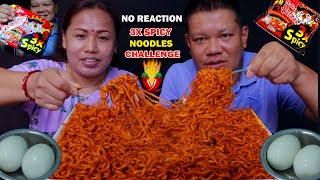 NO REACTION 😱 3X SPICY RAMEN NOODLES 🔥🥵 EATING CHALLENGE  GANGA OFFICIAL thamthapa [upl. by Niboc]