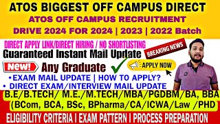 Atos Off Campus Drive Latest Update 💥  Atos Freshers Hiring  20222023 amp 2024 Batch Hiring  WFO [upl. by Schlesinger]