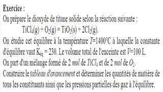 exercice corrigé davancement et constante equilibre TiCl4 et un solide [upl. by Nie]