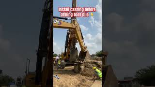 Install steel cashing before drilling pilling work pilling borepile foundation bridge shorts [upl. by Wende980]