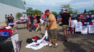 Vendors selling merchandise at Trump rally Dimondale Michigan 081916 [upl. by Oikim761]