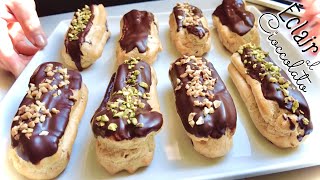 Bignè Éclair al Cioccolato PASTA CHOUX con CREMA AL CIOCCOLATO 🍫 Tutti a tavola [upl. by Wong493]