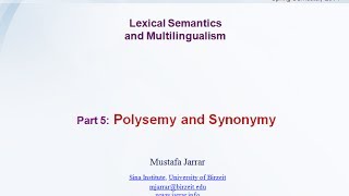 Jarrar Lexical Semantics and Multilingualism Part 55 [upl. by Eihs]