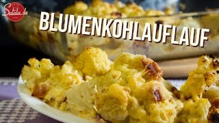 Blumenkohlauflauf mit gestocktem Ei  Low Carb kochen  glutenfrei  salalade [upl. by Bigod290]