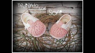 Zapatos bicolor a crochet para bebe de 0 a 3 mesesZURDOS👈👍 [upl. by Marella480]