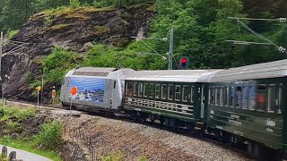 Flam Railway Worlds most beautiful Train Journey Norway Flamsbana Myrdal through Flam Valley 2022 [upl. by Trenton]