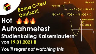 Mathe Aufnahmetest Studienkolleg Kaiserslautern  19012021 [upl. by Sasnak]