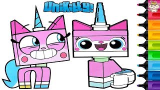 Unikitty Coloring Book Pages Lego Movie Then vs Now Rainbow Splash [upl. by Adiuqal]