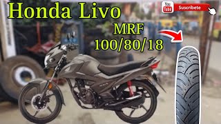 Honda Livo 2023 Model MRF Tubeless up Size Model 1008018 MRF Tyare fittings [upl. by Eiznik]