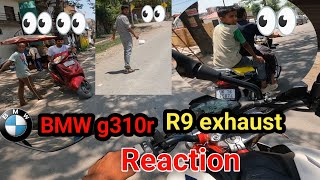 BMW G310r Reaction  R9 exhaust sound Reaction  R9 exhaust  BMW BIKE REACTION [upl. by Aprile971]