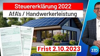 Photovoltaik  AfA SonderAfA amp Installationskosten als Handwerkleistungen id Einkommensteuer 2022 [upl. by Thorstein348]