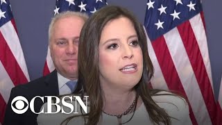 Elise Stefanik speaks after winning House GOP leadership role replacing Liz Cheney [upl. by Demmahom870]