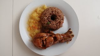 Arroz relleno pollo al horno y piña en almíbar [upl. by Ileyan]