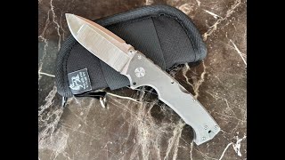 Andrew Demko Custom AD10 First Full Titanium Knife quot1ST Tiquot Etched on spine with CPM 3V Blade [upl. by Sobel907]