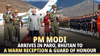 LIVE PM Modi arrives in Paro Bhutan to a warm reception amp Guard of Honour [upl. by Woodhead]