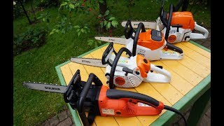 Stihl MS 150 vs MS 231 vs MSA 160 vs Dolmar ES 163A [upl. by Yrtsed]