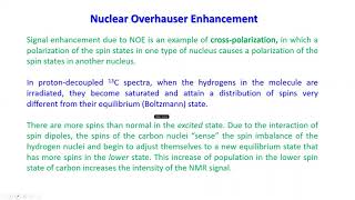 NMR4 MSC 304 Lecture 3 S Gazi Nuclear Overhauser Enhancement NOE [upl. by Delahk]