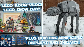 LEGO Room Vlog LEGO Snow Day and Building Minifigure Displays  Hanging Shelves [upl. by Odette]