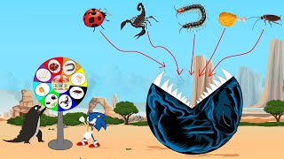 Evolution of PACMAN amp Godzilla  SONIC Rotation Luck  Size Comparison 1  CARTOON FUNNY [upl. by Lonni]